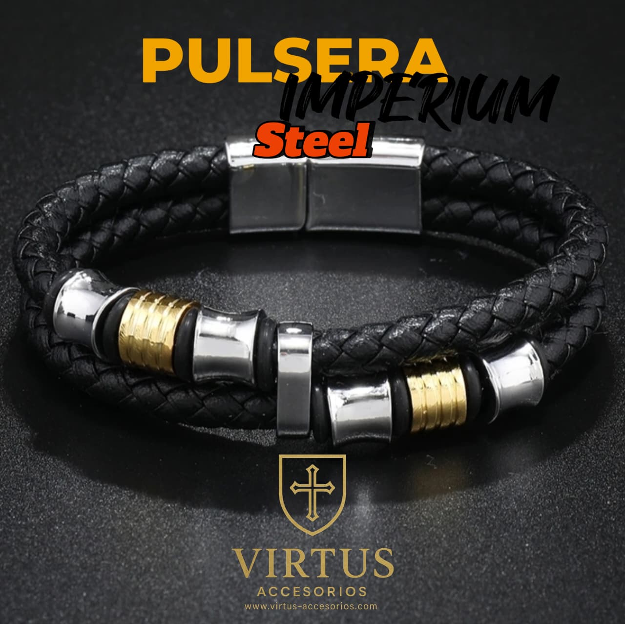 PULSERAS EN CUERO Y ACERO INOXIDABLE